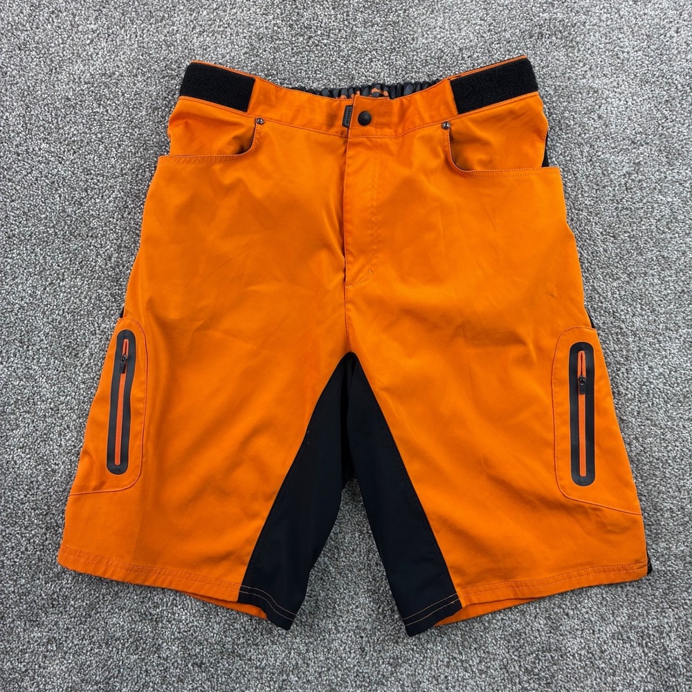 ZOIC Ether Mountain Bike Shorts Mens XL Orange MTB Trail Riding